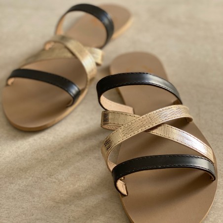 CROSS & SLING SLIDER - BLACK AND GOLD